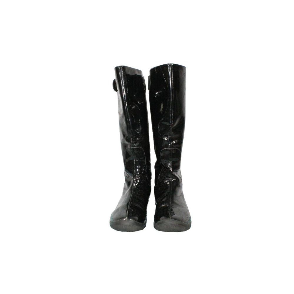 Cole Haan Black Shiny Patent Leather Waterproof Tall Rain Casual Boots 7.5 B - Picture 3 of 11